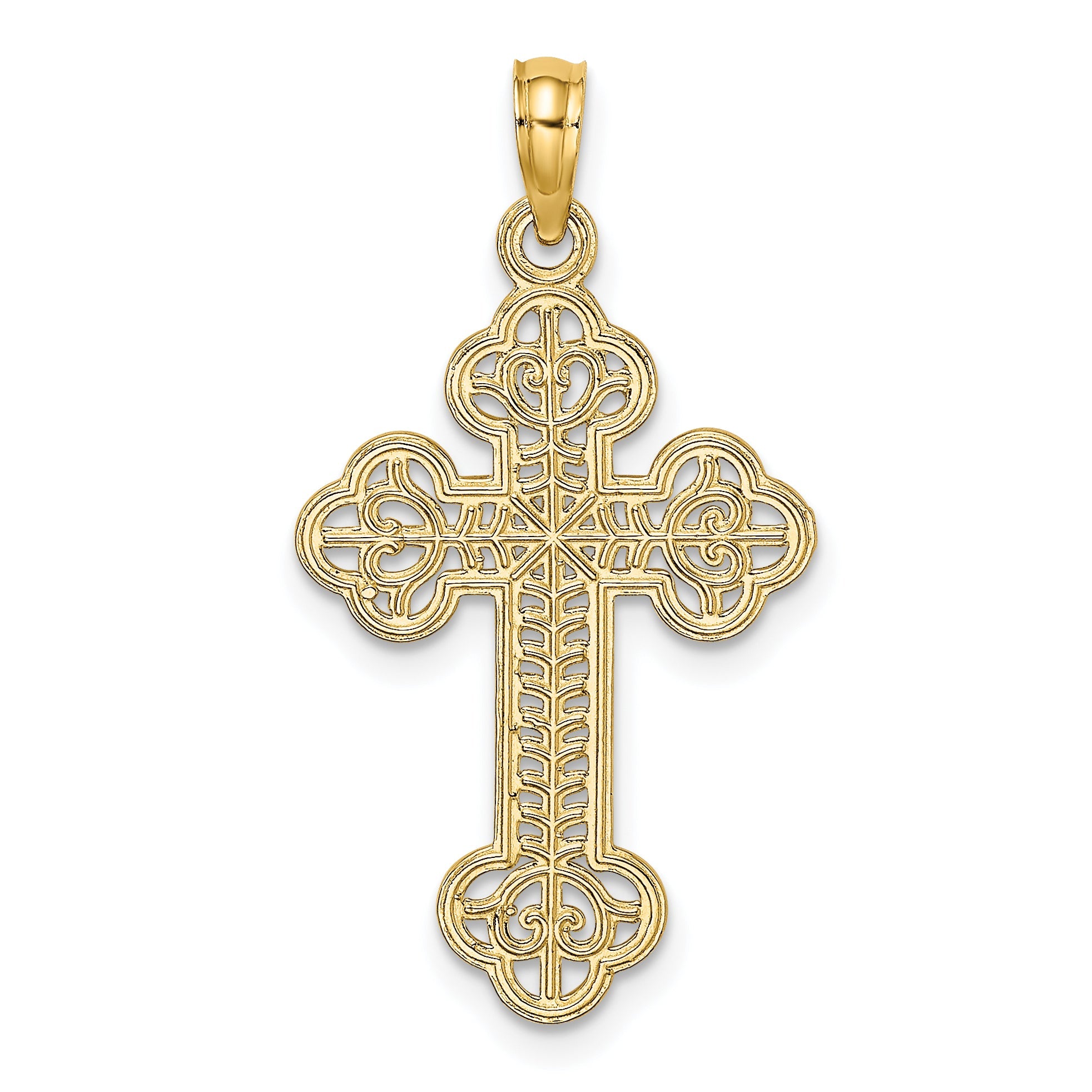 10K Gelbgold 10K Ausgeschnitten Design Kreuz Charm