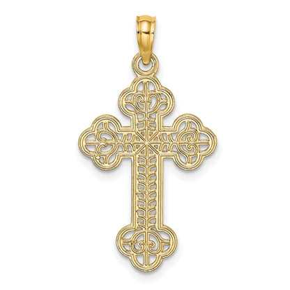 10K Gelbgold 10K Ausgeschnitten Design Kreuz Charm