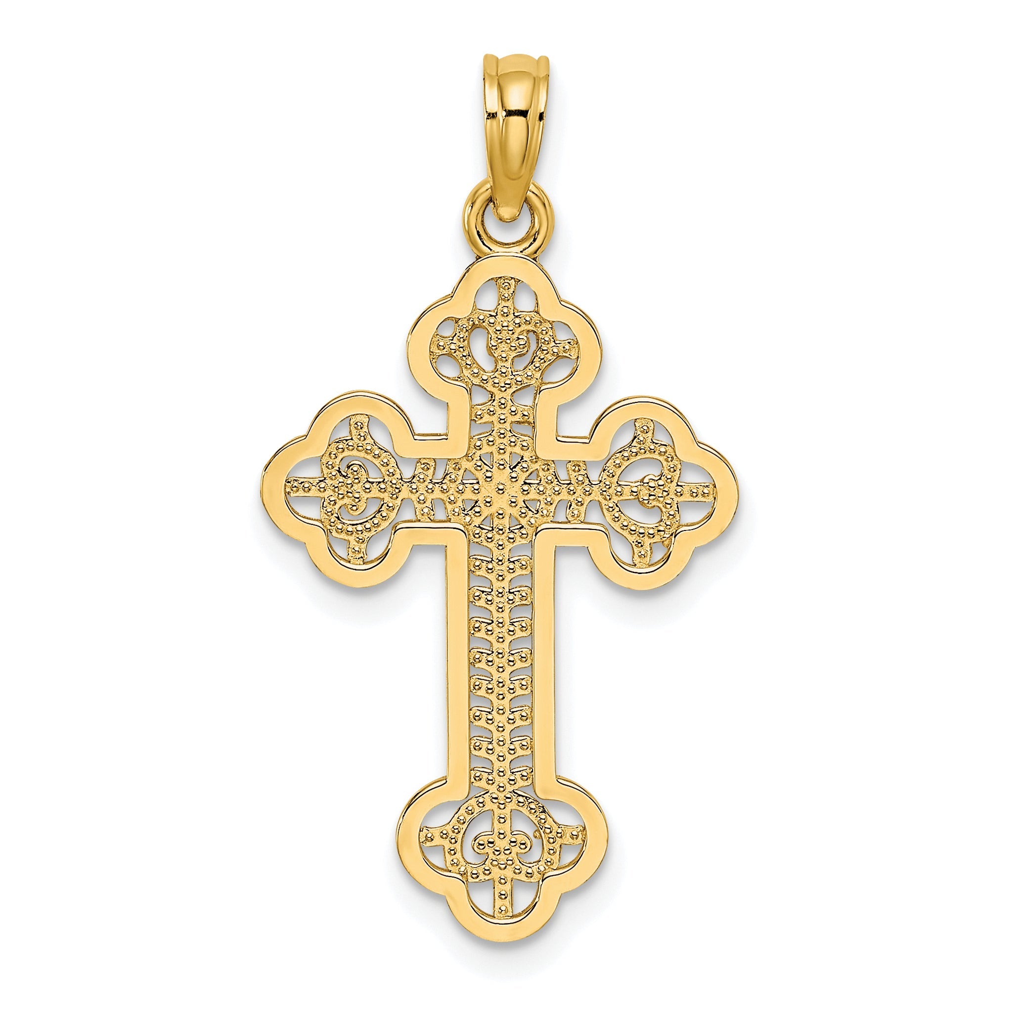 10K Gelbgold 10K Ausgeschnitten Design Kreuz Charm