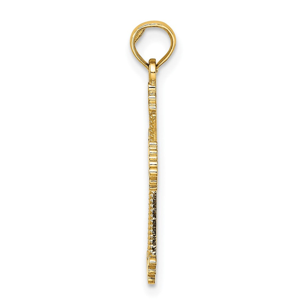 10K Gelbgold 10K Ausgeschnitten Stripes Kreuz mit Herz Charm