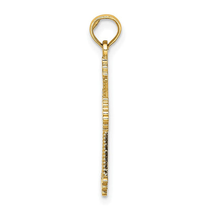 10K Gelbgold 10K Ausgeschnitten Stripes Kreuz mit Herz Charm