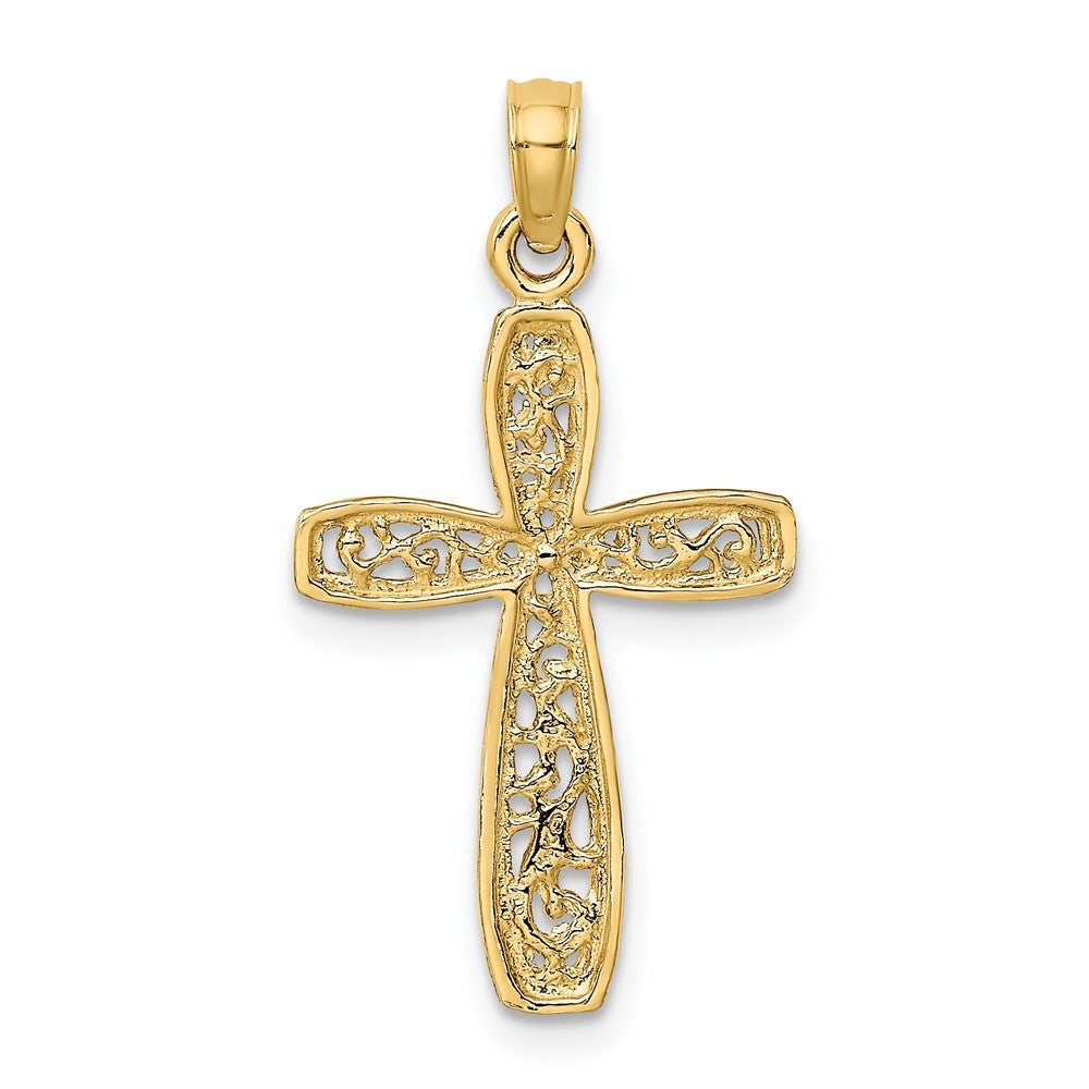 10K Gelbgold 10K Kreuz mit Filigran Mittig Charm