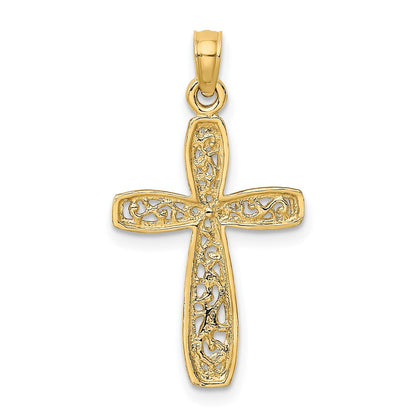 10K Gelbgold 10K Kreuz mit Filigran Mittig Charm
