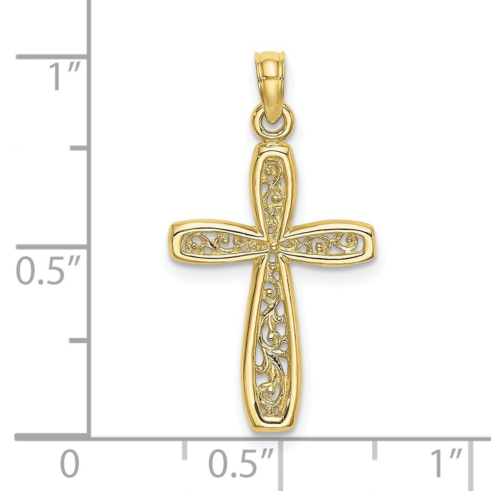 10K Gelbgold 10K Kreuz mit Filigran Mittig Charm