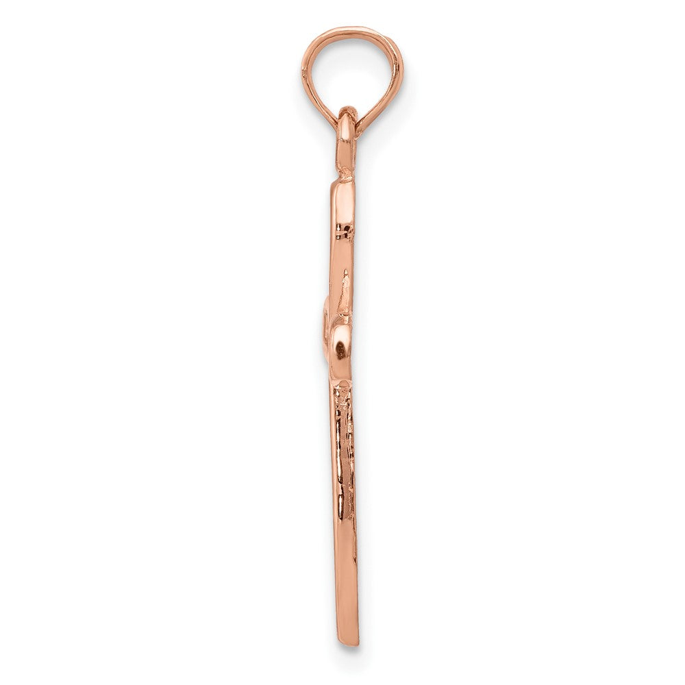 10K Roségold 10K mit Weiß Rhodium Filigran Mittig Rand Kreuz