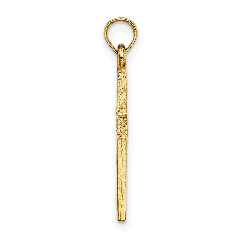 10K Gelbgold 10K Poliert und Ausgeschnitten Kreuz Charm