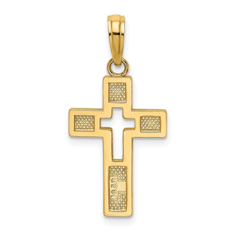 10K Gelbgold 10K Poliert Ausgeschnitten Kreuz Charm