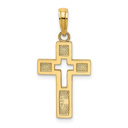 10K Gelbgold 10K Poliert Ausgeschnitten Kreuz Charm