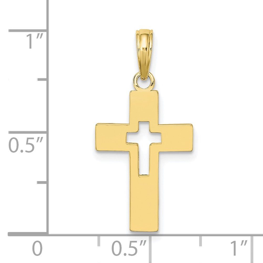 10K Gelbgold 10K Poliert Ausgeschnitten Kreuz Charm