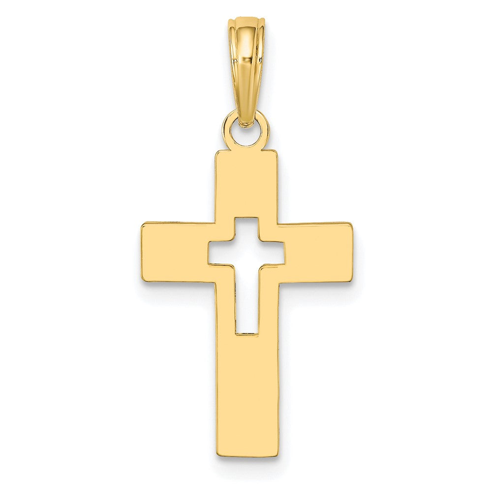10K Gelbgold 10K Poliert Ausgeschnitten Kreuz Charm