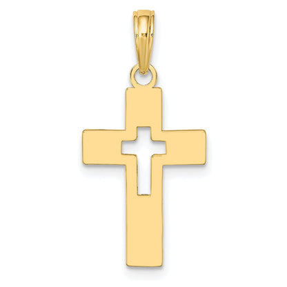10K Gelbgold 10K Poliert Ausgeschnitten Kreuz Charm