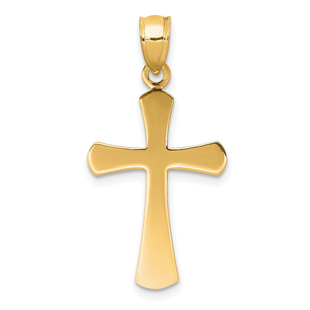 10K Gelbgold 10K Poliert Abgeschrägt Kreuz mit Rund Tips Charm