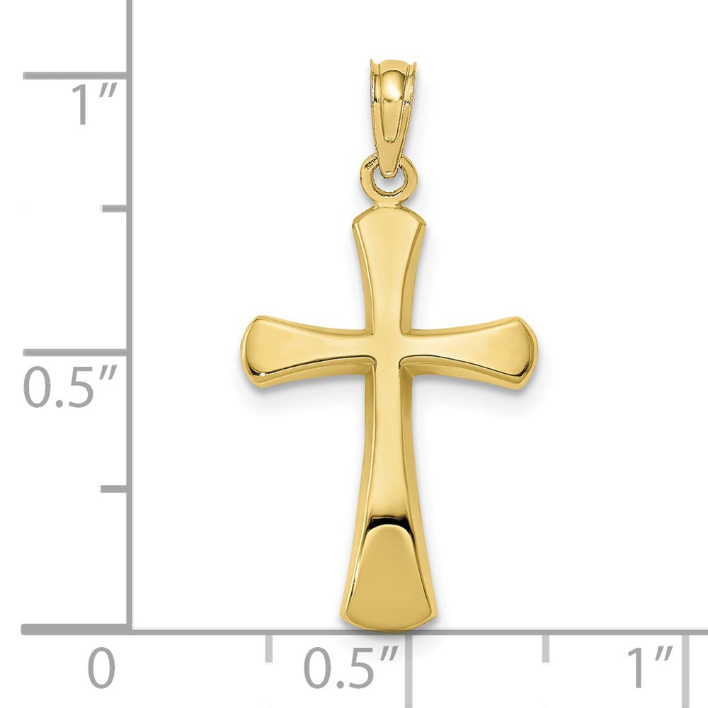 10K Gelbgold 10K Poliert Abgeschrägt Kreuz mit Rund Tips Charm