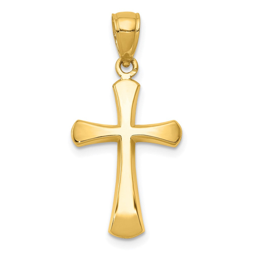 10K Gelbgold 10K Poliert Abgeschrägt Kreuz mit Rund Tips Charm
