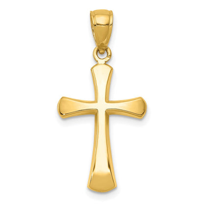 10K Gelbgold 10K Poliert Abgeschrägt Kreuz mit Rund Tips Charm