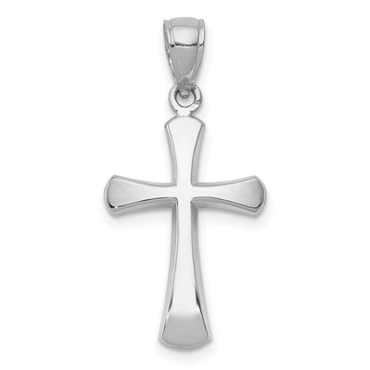 10K Weißgold 10K Poliert Abgeschrägt Kreuz mit Rund Tips Charm