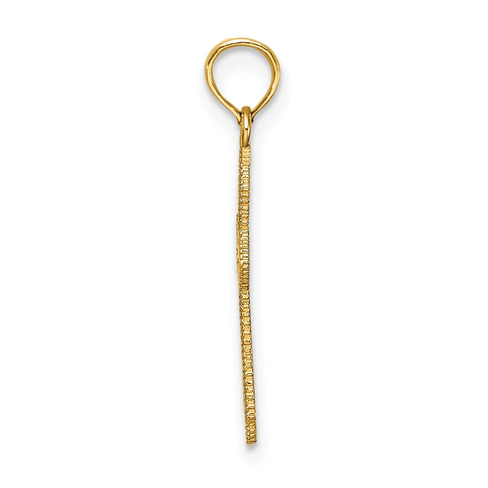 10K Gelbgold 10K Diamantiert mit Gekugelt Kante Kreuz Charm