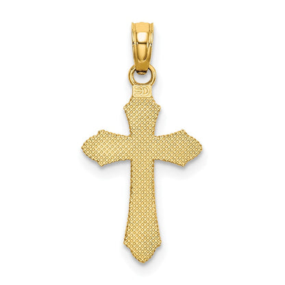 10K Gelbgold 10K Diamantiert mit Gekugelt Kante Kreuz Charm