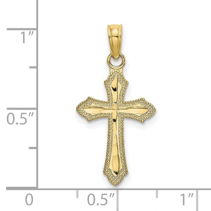 10K Gelbgold 10K Diamantiert mit Gekugelt Kante Kreuz Charm