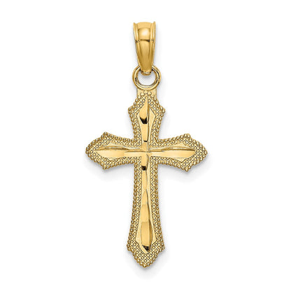 10K Gelbgold 10K Diamantiert mit Gekugelt Kante Kreuz Charm