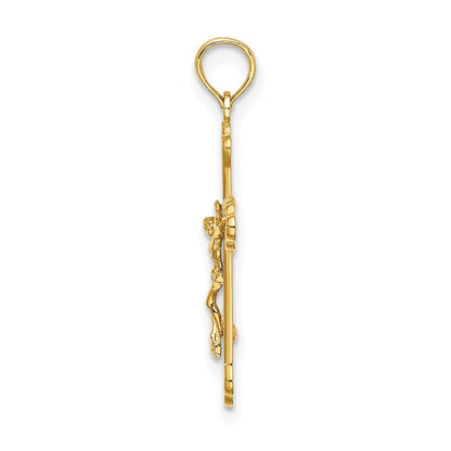 10K Gelbgold 10K Inri Kruzifix mit Ranke Tips Charm