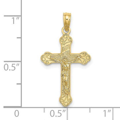 10K Gelbgold 10K Inri Kruzifix mit Ranke Tips Charm