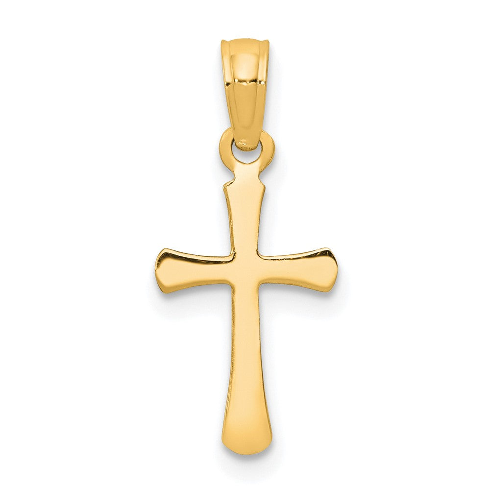 10K Gelbgold 10K Poliert Abgeschrägt Kreuz mit Rund Tips Charm