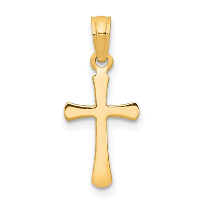 10K Gelbgold 10K Poliert Abgeschrägt Kreuz mit Rund Tips Charm