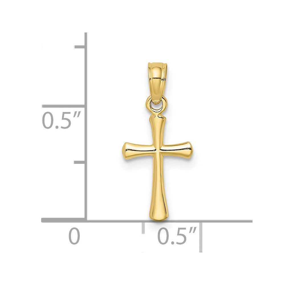 10K Gelbgold 10K Poliert Abgeschrägt Kreuz mit Rund Tips Charm