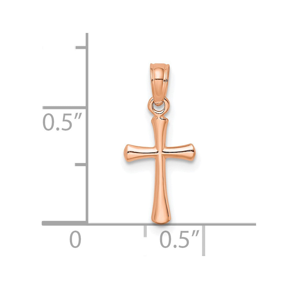 10K Roségold 10K Poliert Abgeschrägt Kreuz mit Rund Tips Charm