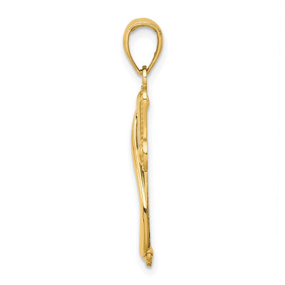 10K Gelbgold 10K Kreuz mit Drape Charm