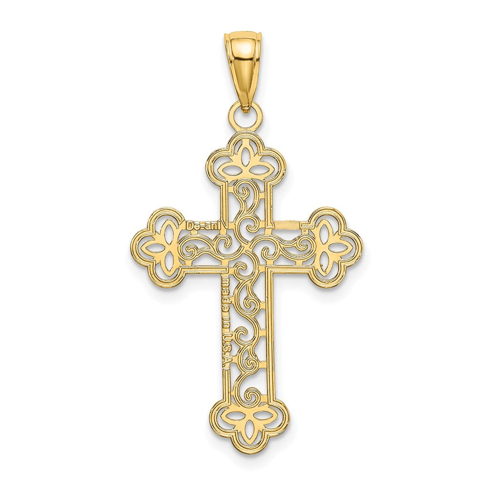 10K Gelbgold 10K Strukturiert Gekugelt Kante Kreuz Charm