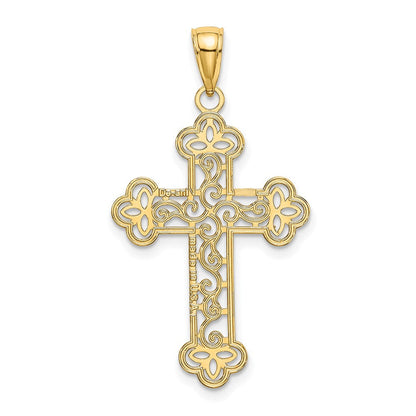 10K Gelbgold 10K Strukturiert Gekugelt Kante Kreuz Charm