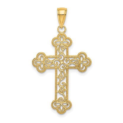 10K Gelbgold 10K Strukturiert Gekugelt Kante Kreuz Charm