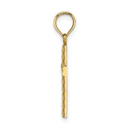 10K Gelbgold 10K Gekugelt und Poliert Kreuz Charm