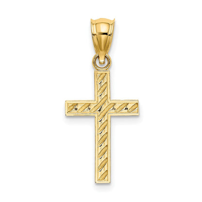 10K Gelbgold 10K Gekugelt und Poliert Kreuz Charm