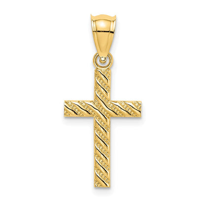 10K Gelbgold 10K Gekugelt und Poliert Kreuz Charm