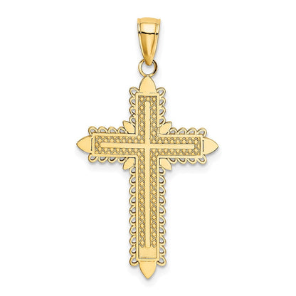 10K Gelbgold 10K mit Lace Rand Kreuz Charm
