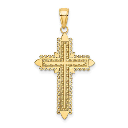 10K Gelbgold 10K mit Lace Rand Kreuz Charm