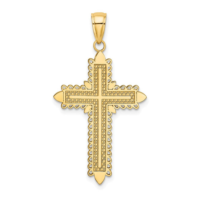 10K Gelbgold 10K mit Lace Rand Kreuz Charm