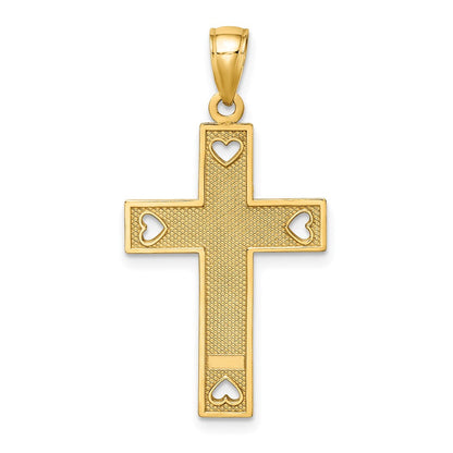 10K Gelbgold 10K I Liebe Jesus Kreuz mit Herzen Charm