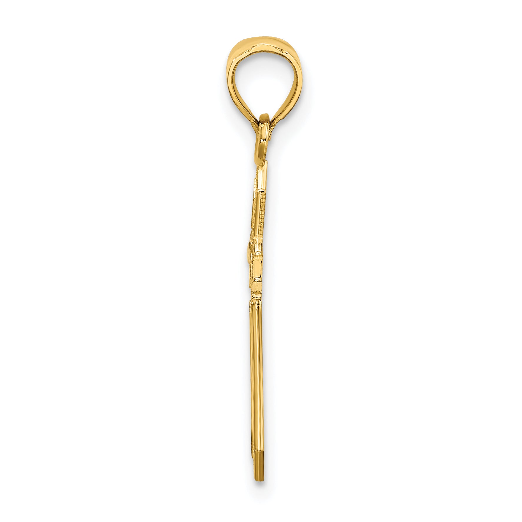 10K Gelbgold 10K mit Graviert Edges Kreuz Charm