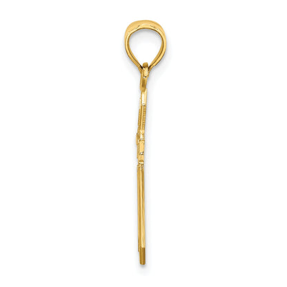 10K Gelbgold 10K mit Graviert Edges Kreuz Charm