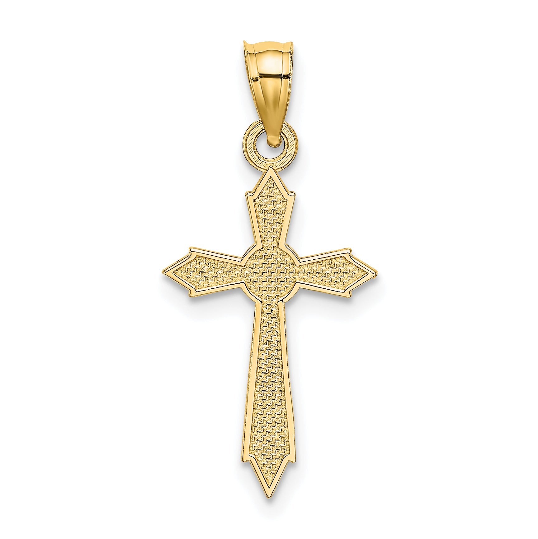10K Gelbgold 10K mit Graviert Edges Kreuz Charm