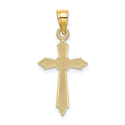 10K Gelbgold 10K mit Graviert Edges Kreuz Charm