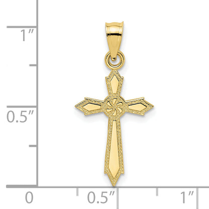 10K Gelbgold 10K mit Graviert Edges Kreuz Charm