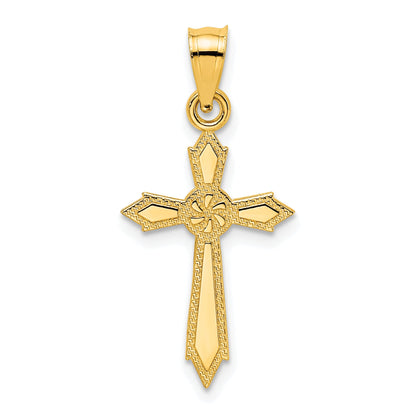10K Gelbgold 10K mit Graviert Edges Kreuz Charm