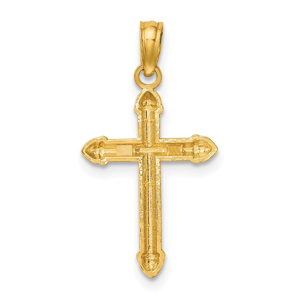 10K Gelbgold 10K Poliert mit Ranke Design Kreuz Charm