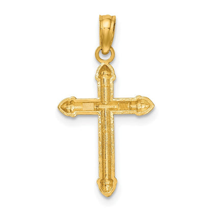 10K Gelbgold 10K Poliert mit Ranke Design Kreuz Charm