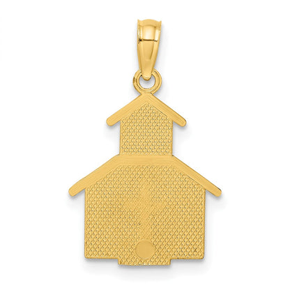 10K Gelbgold 10K Church mit Kreuz auf Door Charm